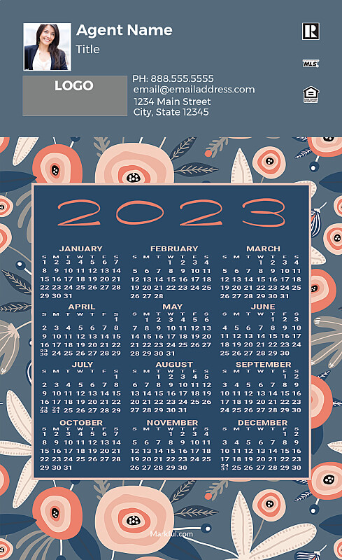 Picture of 2023 Custom Full Calendar Magnets: First Class - Quirky Garden