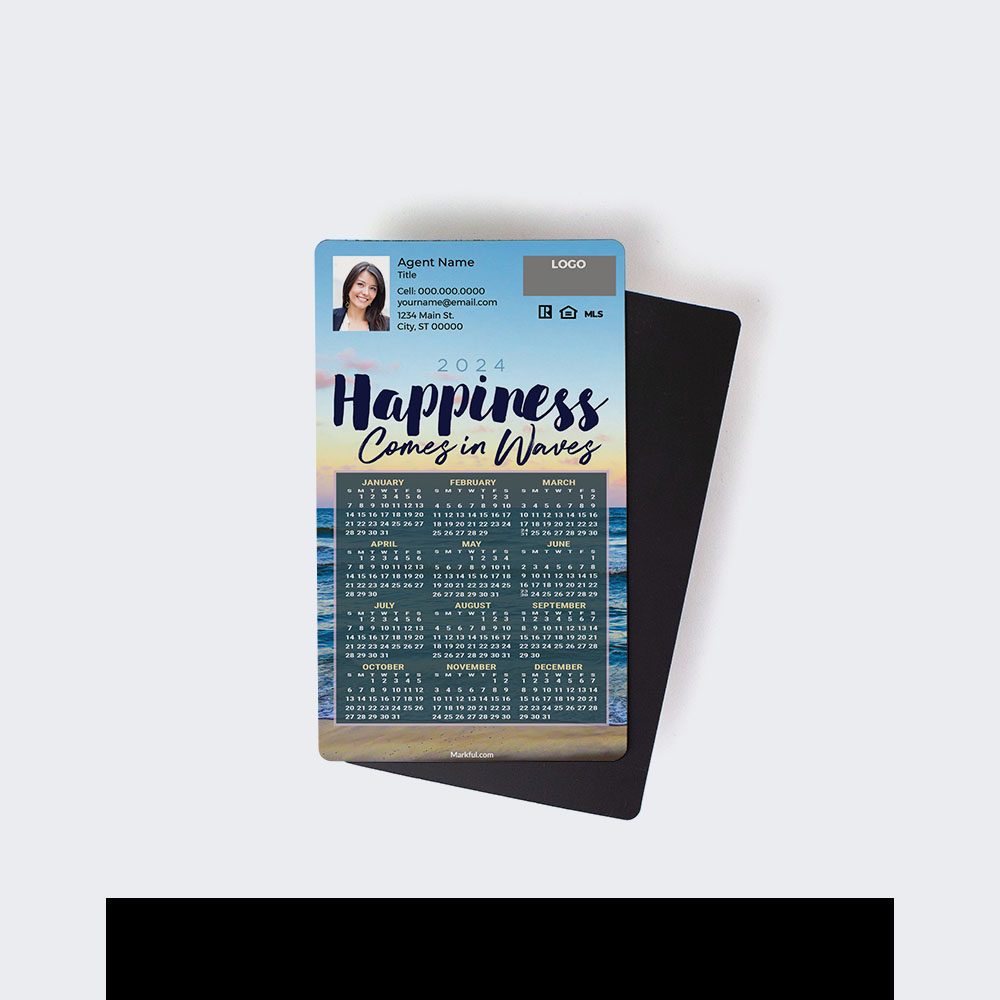 Picture of 2024 Custom Full Calendar Magnets: First Class - Happiness Comes in Waves