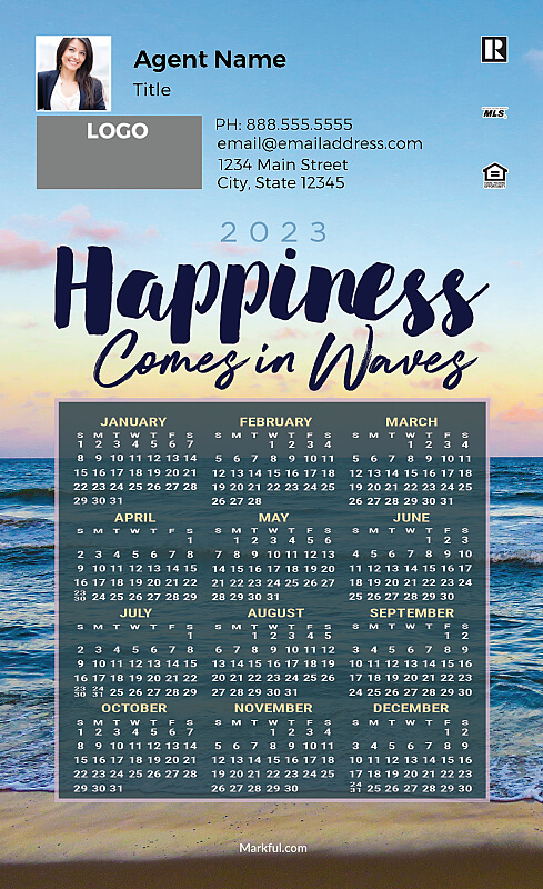 Picture of 2023 Custom Full Calendar Magnets: First Class - Happiness Comes in Waves