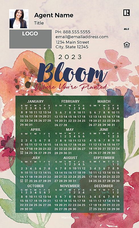 Picture of 2023 Custom Full Calendar Magnets: First Class - Bloom Where You're Planted