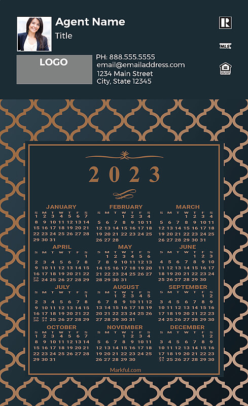 Picture of 2023 Custom Full Calendar Magnets: First Class - Bronze Elegance