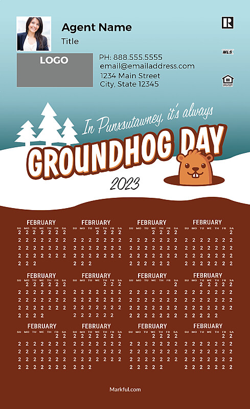 Picture of 2023 Custom Full Calendar Magnets: First Class - Groundhog Day