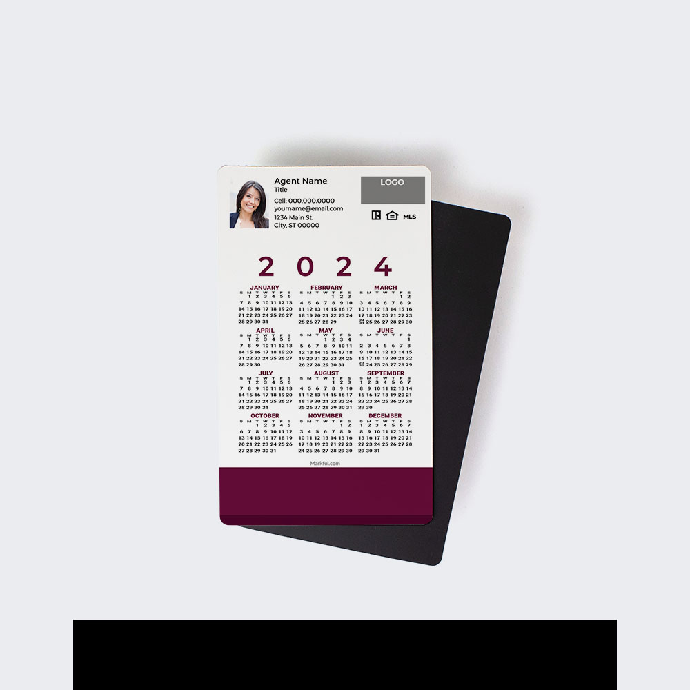 Picture of 2024 Custom Full Calendar Magnets: First Class - Simple Cabernet