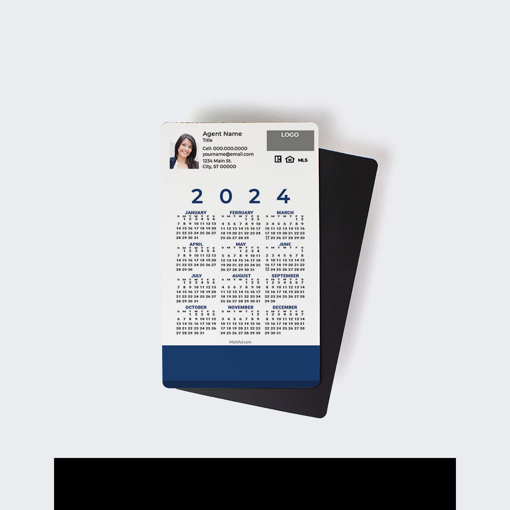 Picture of 2024 Custom Full Calendar Magnets: First Class - Simple Blue