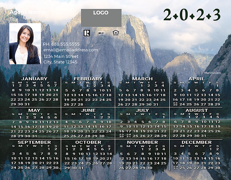 Picture of 2023 Custom Full Calendar Magnets: Jumbo - Mountains
