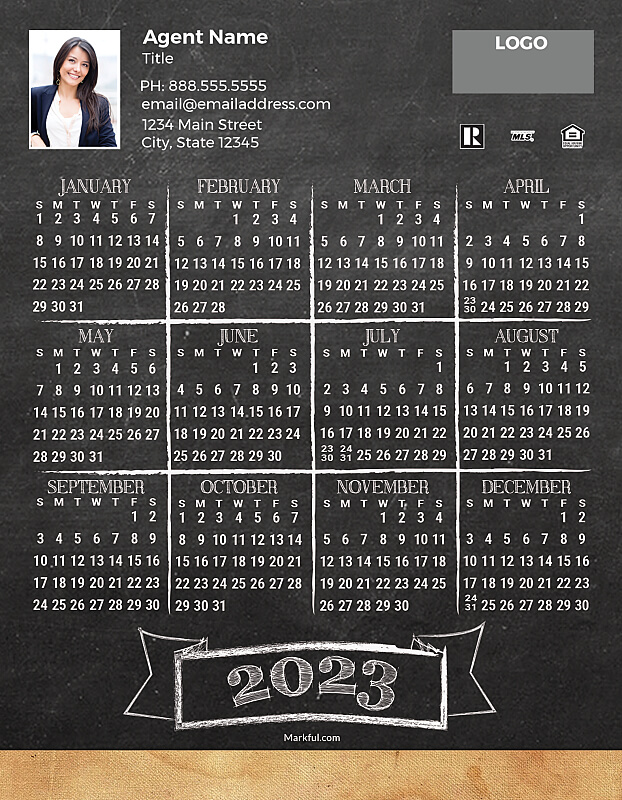 Picture of 2023 Custom Full Calendar Magnets: Jumbo - Chalkboard
