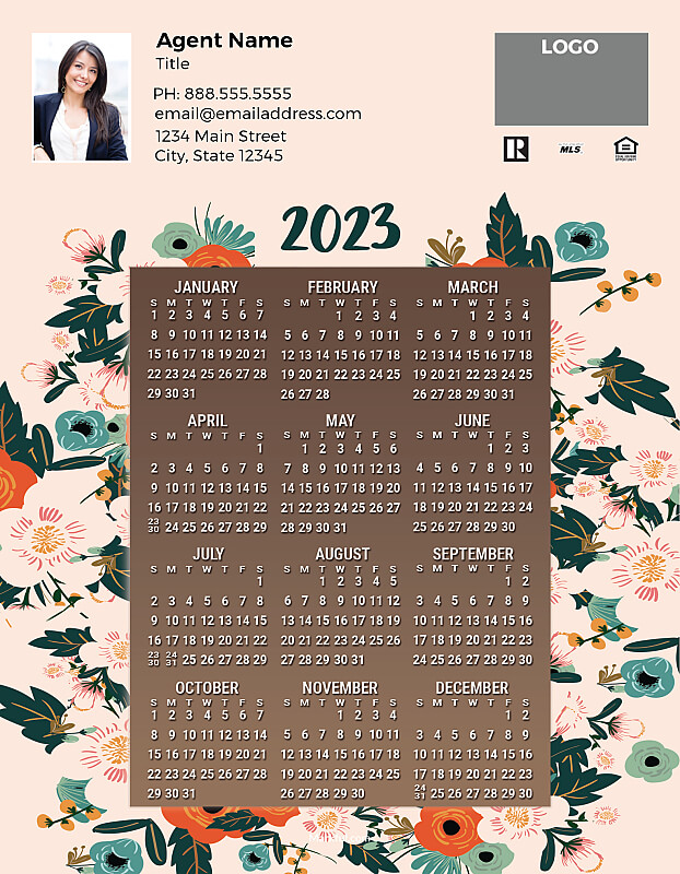 Picture of 2023 Custom Full Calendar Magnets: Jumbo - Colorful Blooms