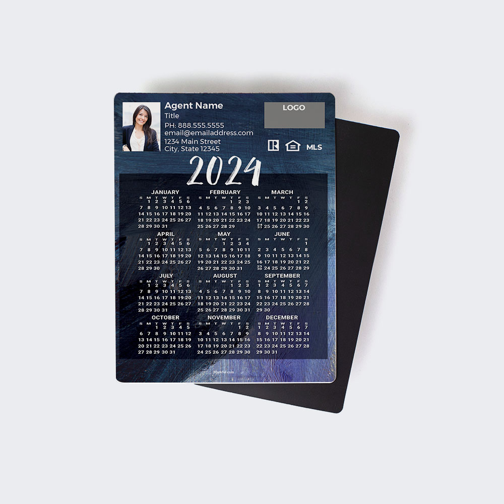 Picture of 2024 Custom Full Calendar Magnets: Jumbo - Blue Canvas