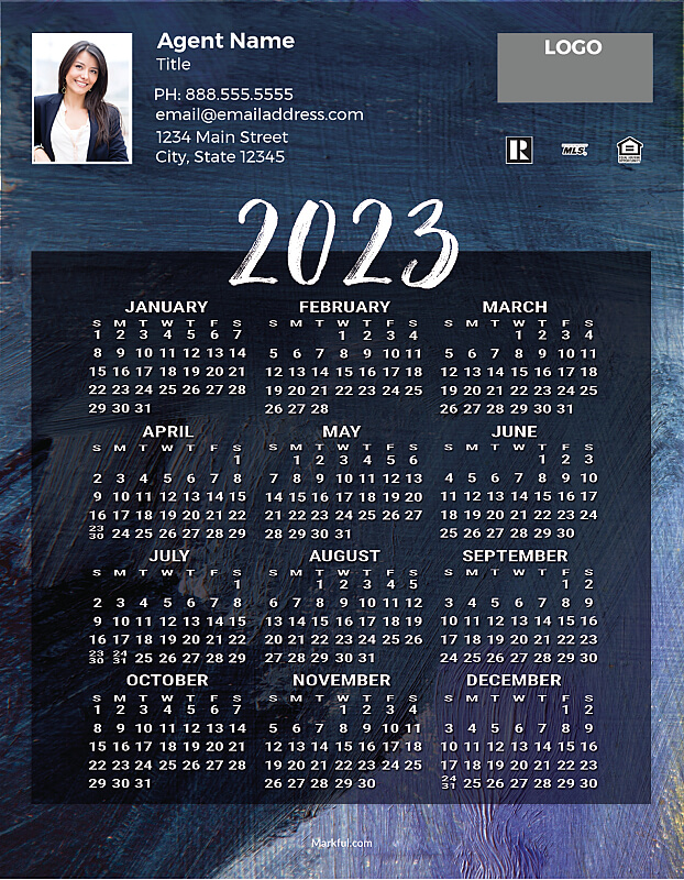 Picture of 2023 Custom Full Calendar Magnets: Jumbo - Blue Canvas