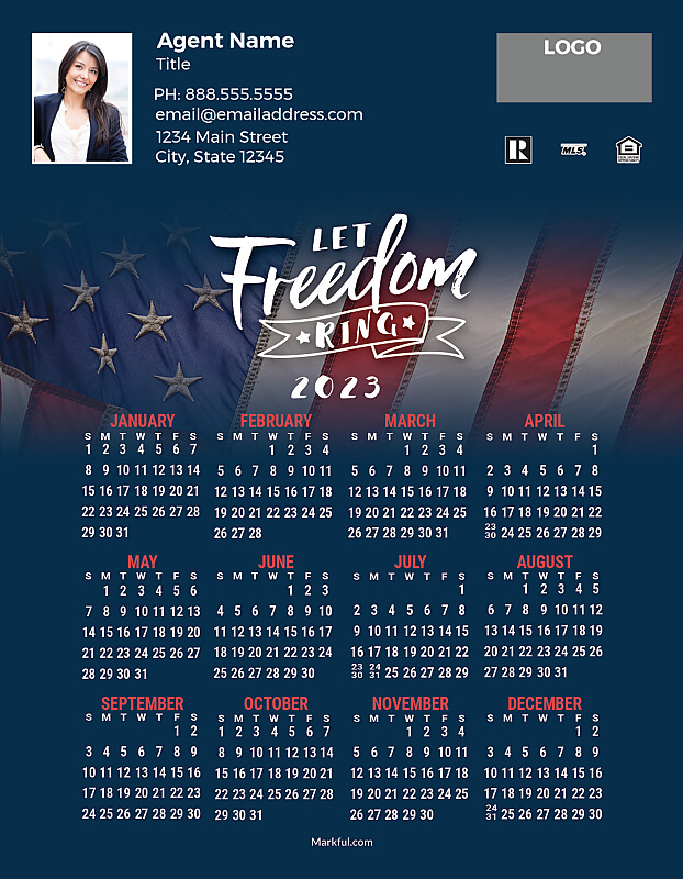 Picture of 2023 Custom Full Calendar Magnets: Jumbo - Let Freedom Ring