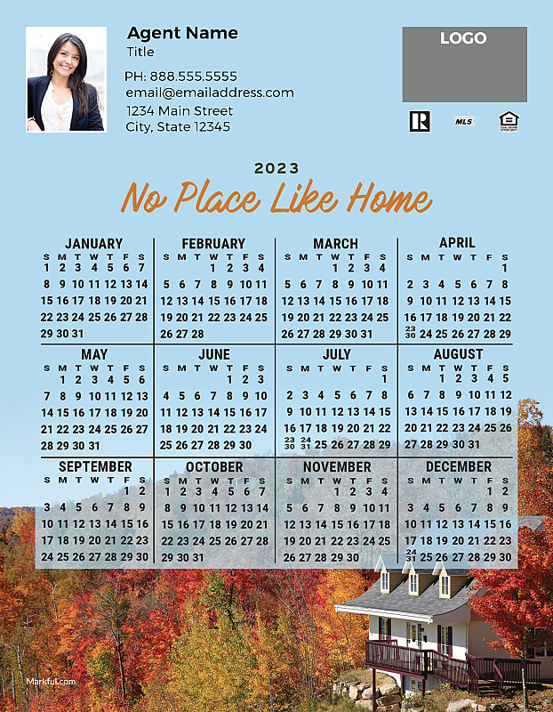 Picture of 2023 Custom Full Calendar Magnets: Jumbo - No Place Like Home