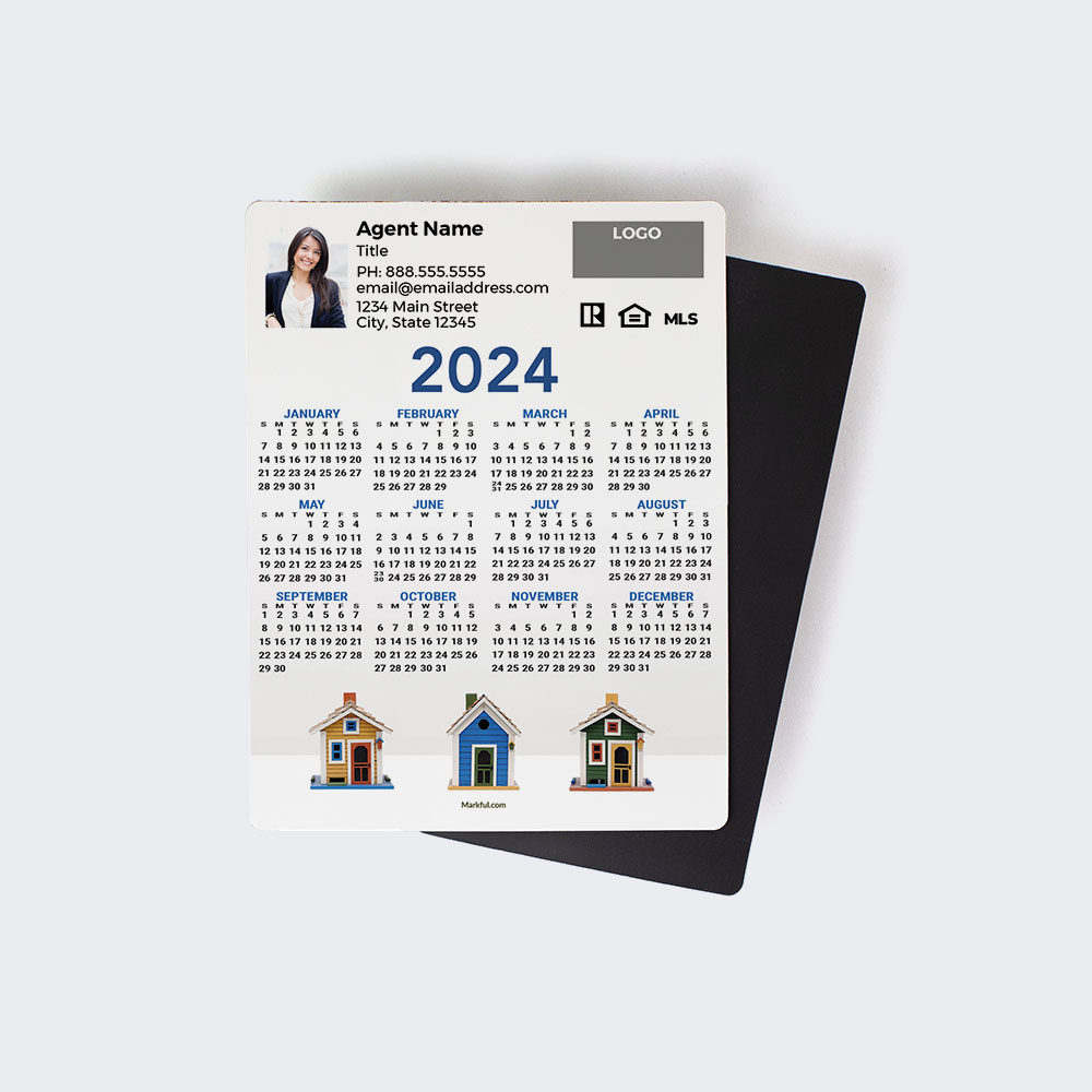 Picture of 2024 Custom Full Calendar Magnets: Jumbo - Colorful Neighborhood