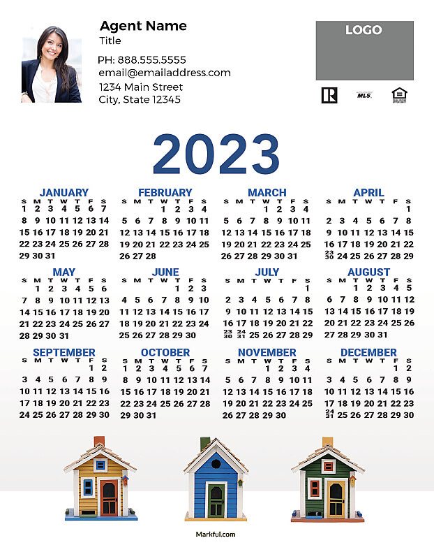 Picture of 2023 Custom Full Calendar Magnets: Jumbo - Colorful Neighborhood