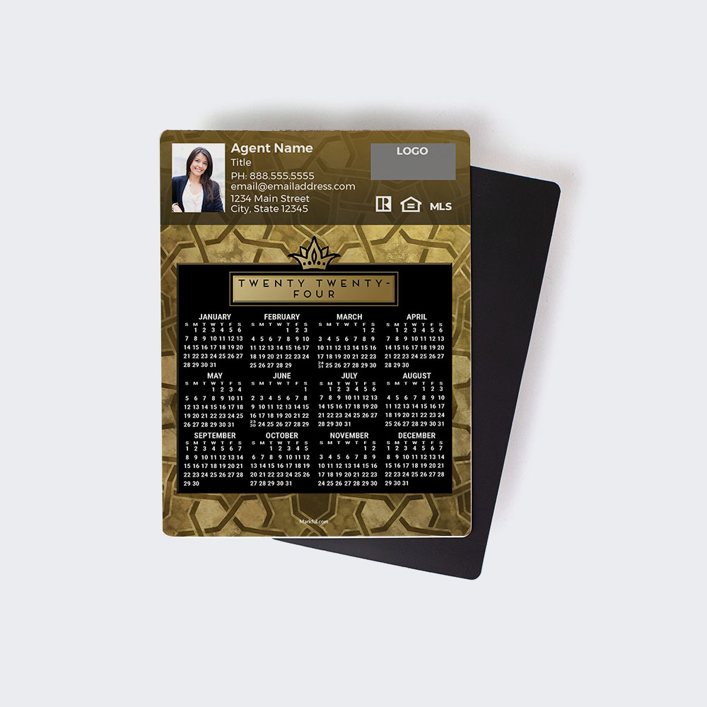 Picture of 2024 Custom Full Calendar Magnets: Jumbo - Gold Deco
