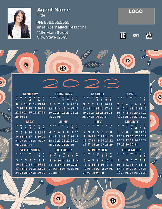 Picture of 2023 Custom Full Calendar Magnets: Jumbo - Quirky Garden