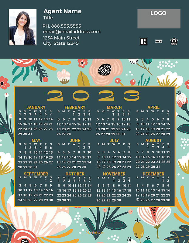 Picture of 2023 Custom Full Calendar Magnets: Jumbo - Exotic Blooms