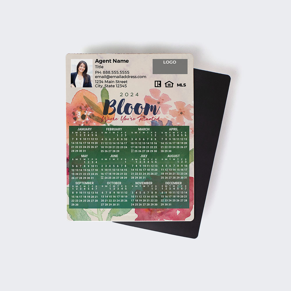 Picture of 2024 Custom Full Calendar Magnets: Jumbo - Bloom Where You're Planted