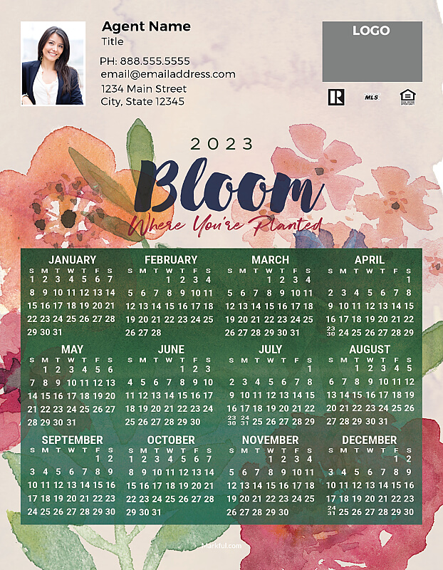 Picture of 2023 Custom Full Calendar Magnets: Jumbo - Bloom Where You're Planted
