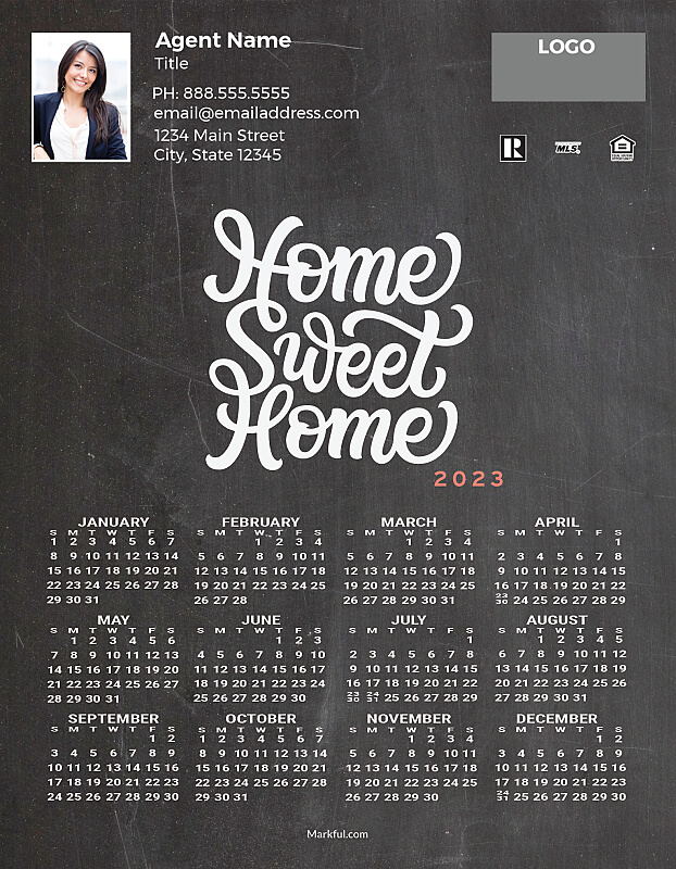 Picture of 2023 Custom Full Calendar Magnets: Jumbo - Chalkboard Sweet Home