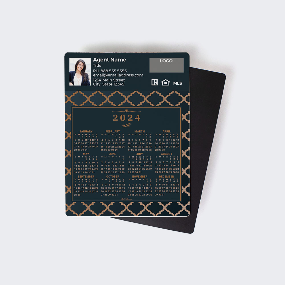 Picture of 2024 Custom Full Calendar Magnets: Jumbo - Bronze Elegance