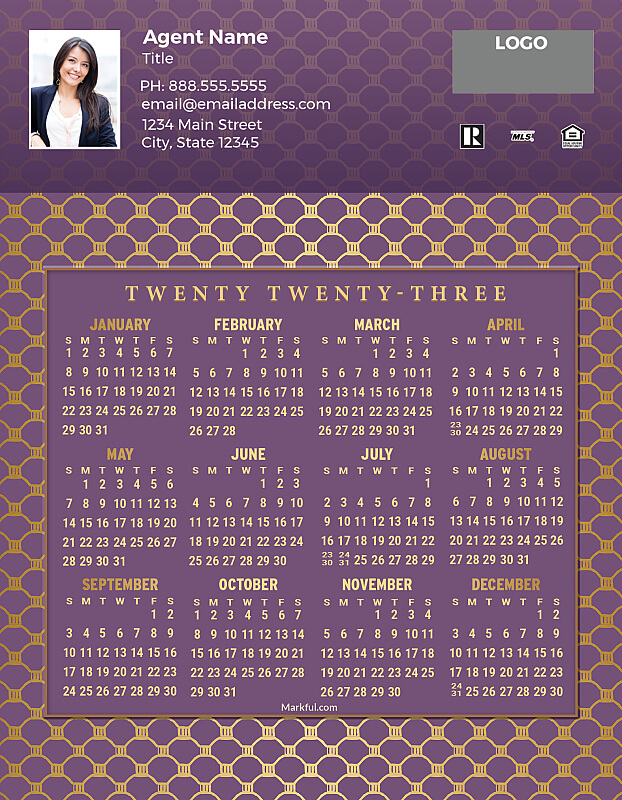 Picture of 2023 Custom Full Calendar Magnets: Jumbo - Lavender Luxury