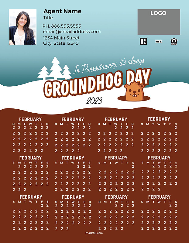 Picture of 2023 Custom Full Calendar Magnets: Jumbo - Groundhog Day