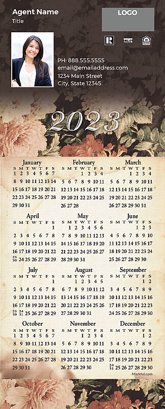 Picture of 2023 PostCard Mailer Calendar Magnets - Antique Floral Bouquet