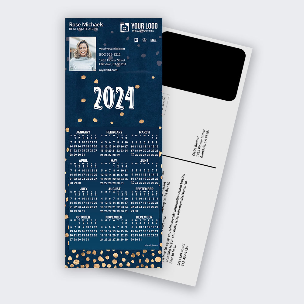 Picture of 2024 PostCard Mailer Calendar Magnets - Flecks of Gold
