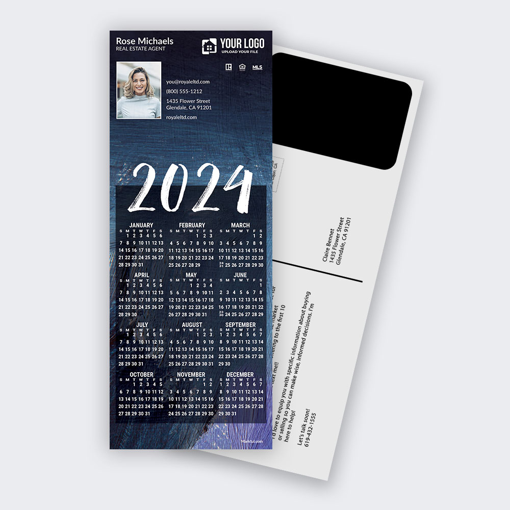 Picture of 2024 PostCard Mailer Calendar Magnets - Blue Canvas