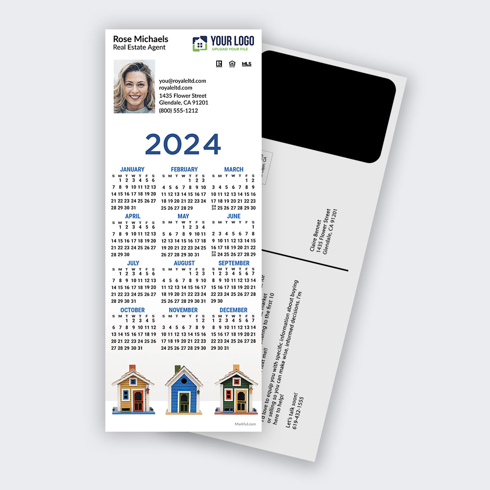 Picture of 2024 PostCard Mailer Calendar Magnets - Colorful Neighborhood