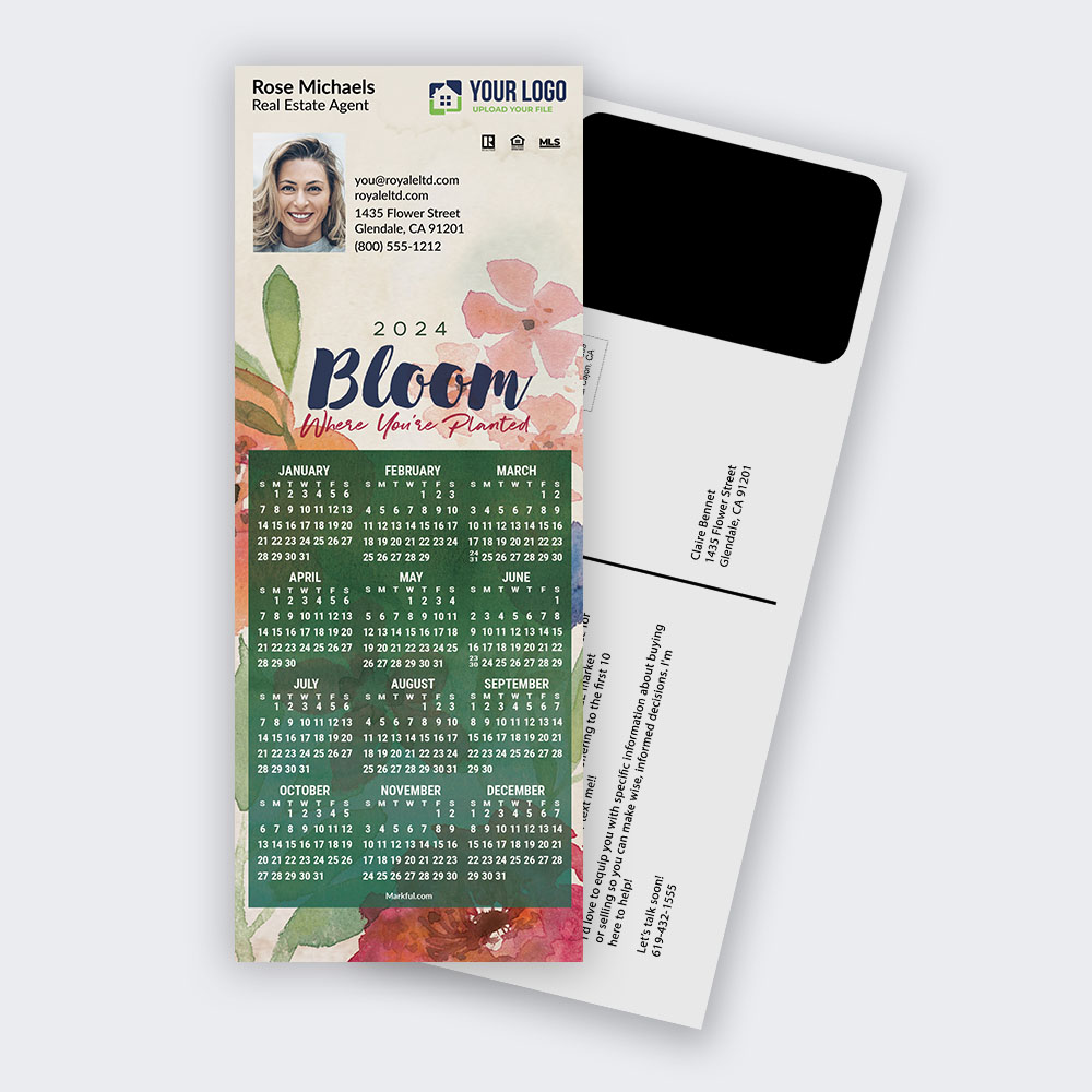 Picture of 2024 PostCard Mailer Calendar Magnets - Bloom Where You're Planted