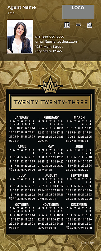 Picture of 2023 QuickMagnet Calendar Magnets - Gold Deco