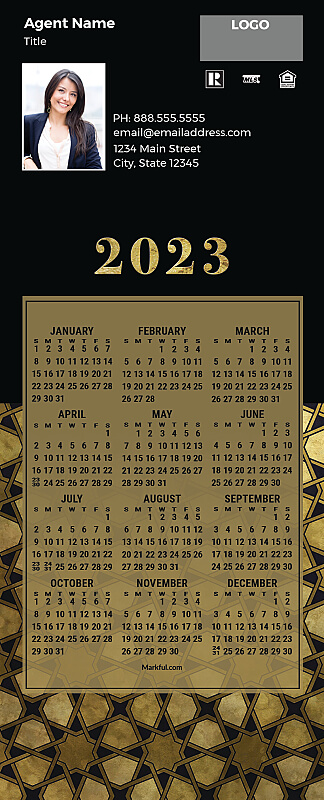 Picture of 2023 QuickMagnet Calendar Magnets - Geometric Gold