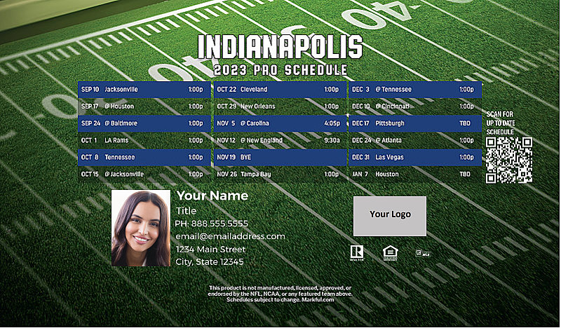 Picture of 2023 Personalized Football-Shaped Football Magnet - Indianapolis Colts