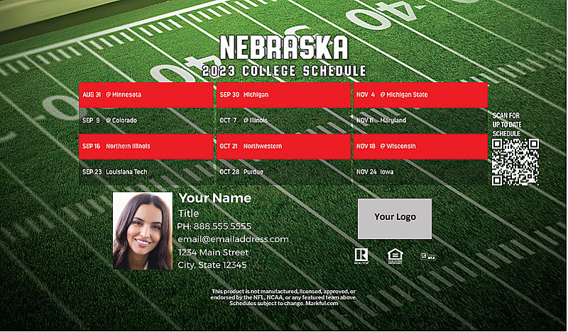 Picture of U of Nebraska Personalized Football-Shaped Football Magnet 2024