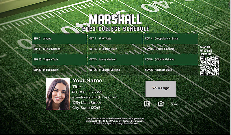 Picture of 2023 Personalized Football-Shaped Football Magnet - Marshall U