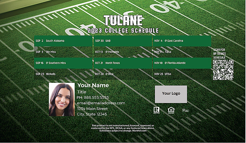 Picture of 2023 Personalized Football-Shaped Football Magnet - Tulane U