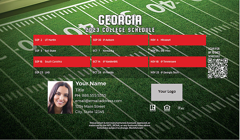 Picture of U of Georgia Personalized Football-Shaped Football Magnet 2024