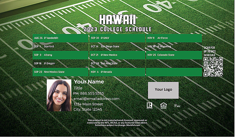 Picture of U of Hawaii Personalized Football-Shaped Football Magnet 2024