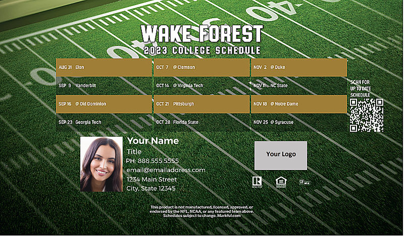 Picture of 2023 Personalized Football-Shaped Football Magnet - Wake Forest