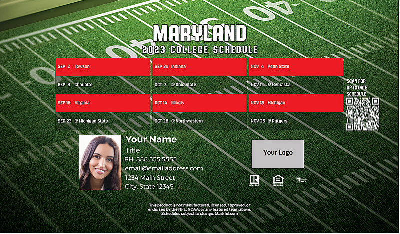Picture of U of Maryland Personalized Football-Shaped Football Magnet 2024