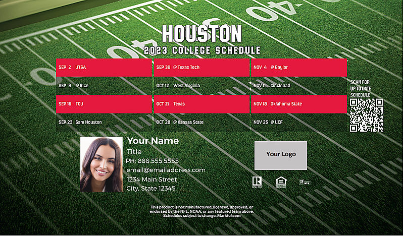 Picture of 2023 Personalized Football-Shaped Football Magnet - U of Houston
