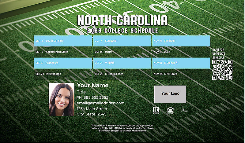 Picture of 2023 Personalized Football-Shaped Football Magnet - U of North Carolina