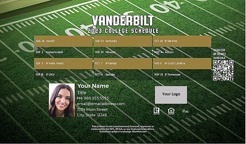 Picture of Vanderbilt U Personalized Football-Shaped Football Magnet 2024