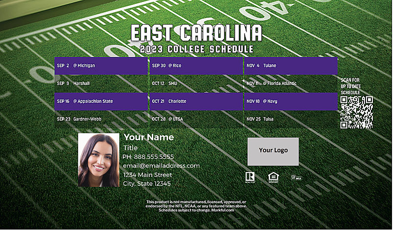 Picture of 2023 Personalized Football-Shaped Football Magnet - East Carolina U