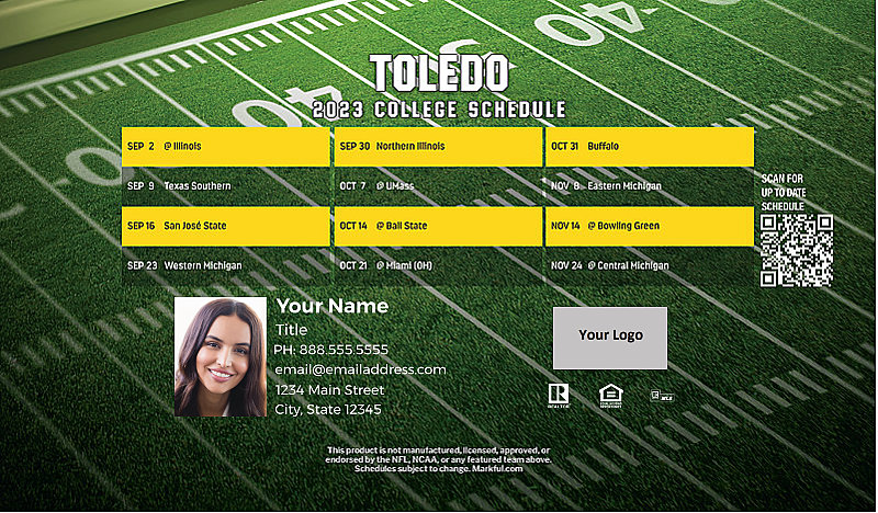 Picture of U of Toledo Personalized Football-Shaped Football Magnet 2024