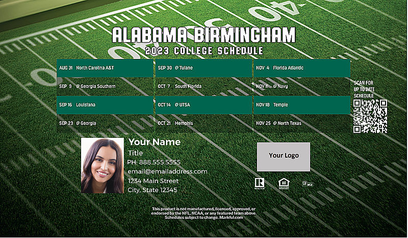 Picture of 2023 Personalized Football-Shaped Football Magnet - U of Alabama Birmingham