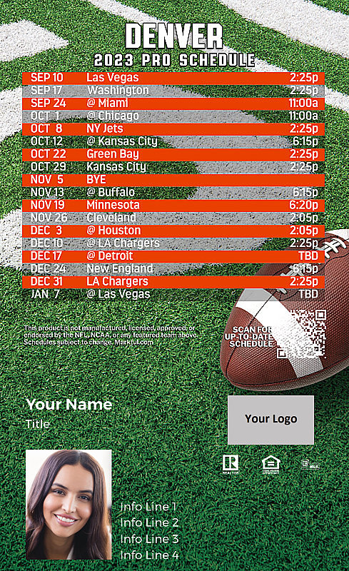 Picture of Denver Broncos Custom Full Football Magnets 2024