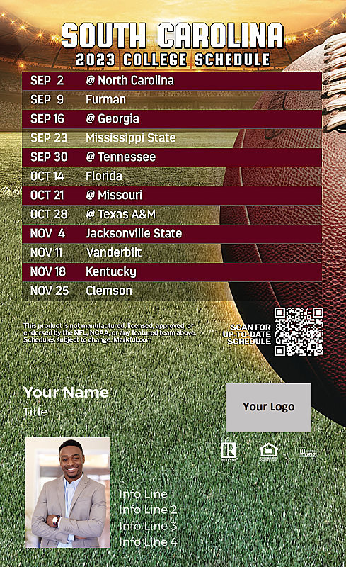 Picture of U of South Carolina Custom Full Football Magnets 2024