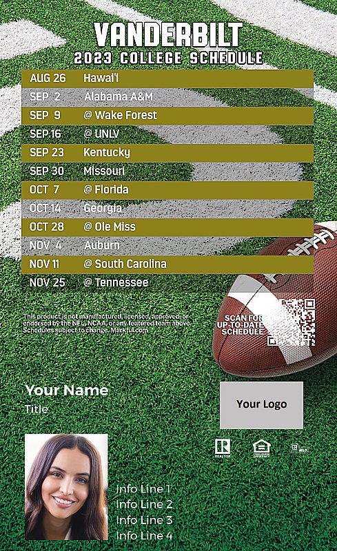 Picture of Vanderbilt U Custom Full Football Magnets 2024